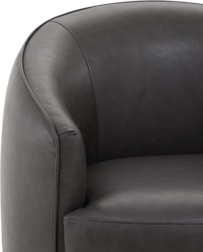 CHITA Swivel Barrel Chair, Modern Comfy FSC Certified Upholstered Faux Leather - Image 6