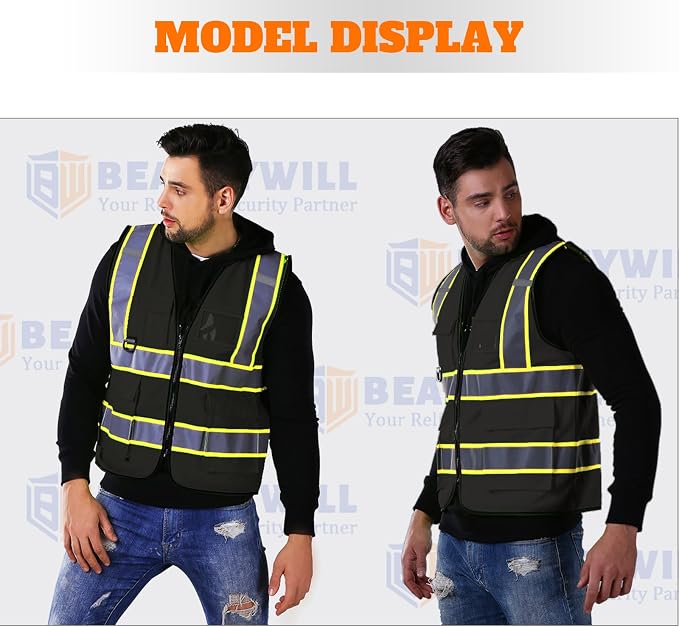 BeautyWill Custom Safety Vest Logo Class 2 High Visibility Reflevtive Vest - Image 6