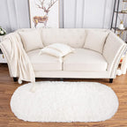Noahas Fluffy Cream White Rugs for Bedroom Living Room, 2.6'X5.3' Oval Throw - Image 2