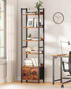 Furologee 6 Tier Bookshelf, Tall Shelf - Image 2