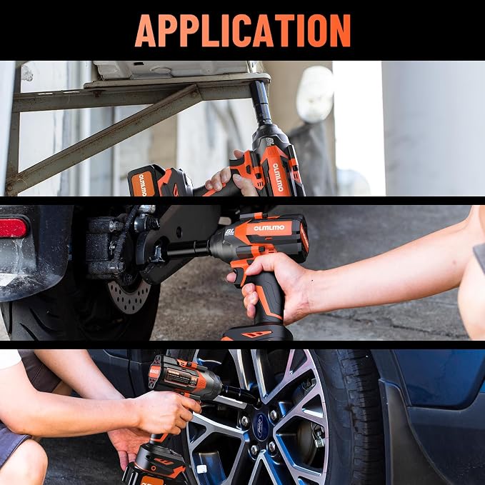 950N.m/700Ft-lbs Cordless Impact Wrench 1/2", 2 * 4.0Ah Battery Brushless - Image 6