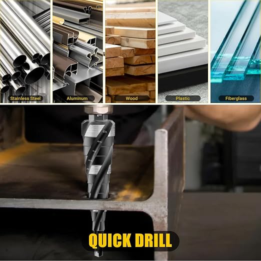 Four Spiral Flute Step Drill Bit, HSS Step Drill Bits Unibit Step Drill Bit - Image 5