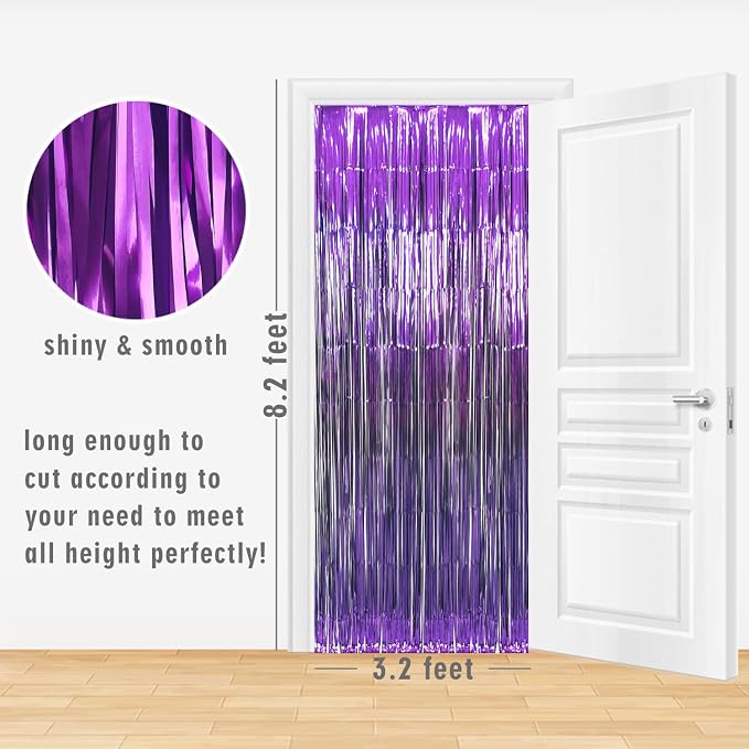GOER 3.2 ft x 8.2 ft Metallic Tinsel Foil Fringe Curtains Party Photo Backdrop - Image 3
