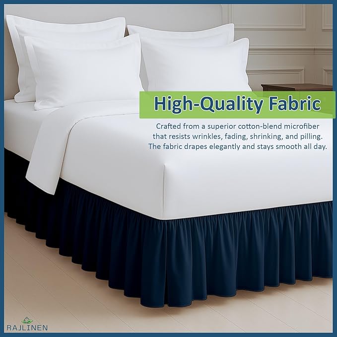 Rajlinen Ruffled Bed Skirt California King, 10 Inch Drop Dust Ruffle - Image 4