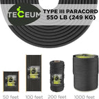 TECEUM 5/32" Paracord Rope 1000 – 1000ft / 200ft / 100ft / 50ft – Tactical - Image 9