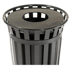 Global Industrial 36 Gallon Outdoor Slatted Steel Round Trash Can - Image 4