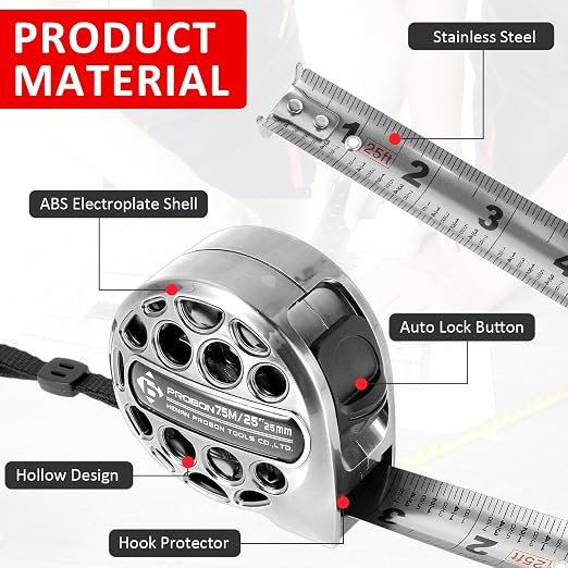 2 PCS/Pack Tape Measure 25'FT Foot/7.5M Retractable Measuring Tape Double Side - Image 2