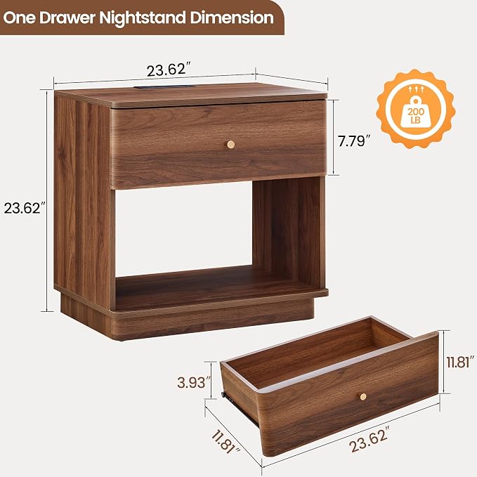 Narrow Nightstand Set of 2, Wooden Small 2 Drawer Nightstand, Slim Side End - Image 2
