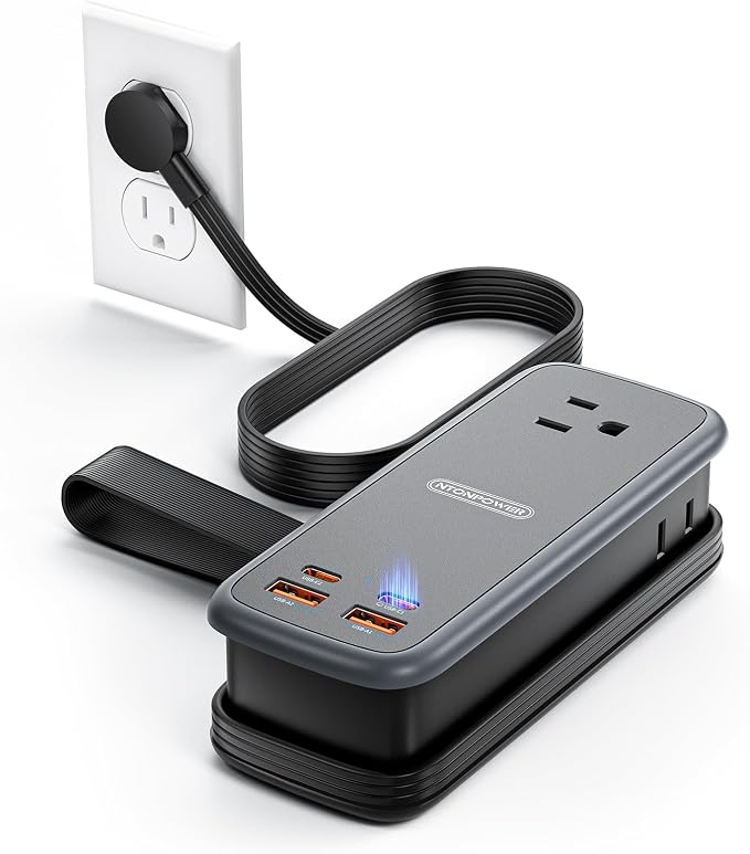 NTONPOWER 100W GAN Ultra Travel Power Strip, 7-in-1 USB C Charging Station by NTONPOWER