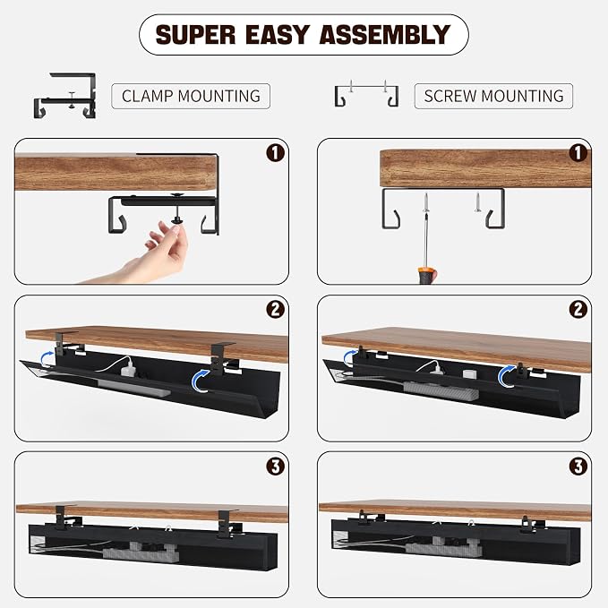 No Drill Under Desk Cable Management Tray, Nonkky Cable Management Under Desk - Image 8
