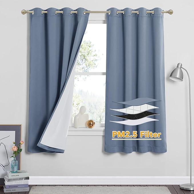 RYB HOME Soundproof & Dust Particle Filtering Curtains 100% Blackout Thermal by RYBHOME