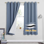 RYB HOME Soundproof & Dust Particle Filtering Curtains 100% Blackout Thermal by RYBHOME