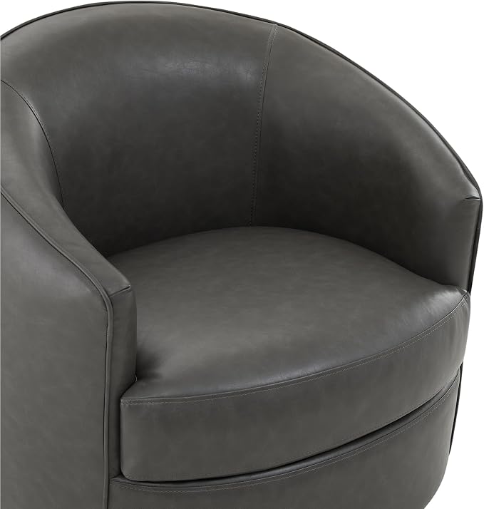 CHITA Swivel Barrel Chair, Modern Comfy FSC Certified Upholstered Faux Leather - Image 5