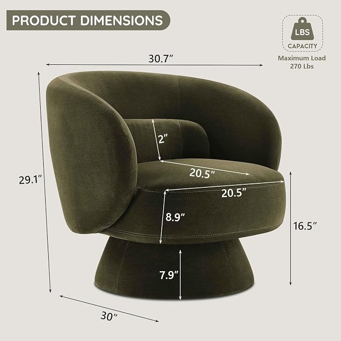 Swivel Accent Chair, Modern 360 Degree Swivel Barrel Chair - Image 2