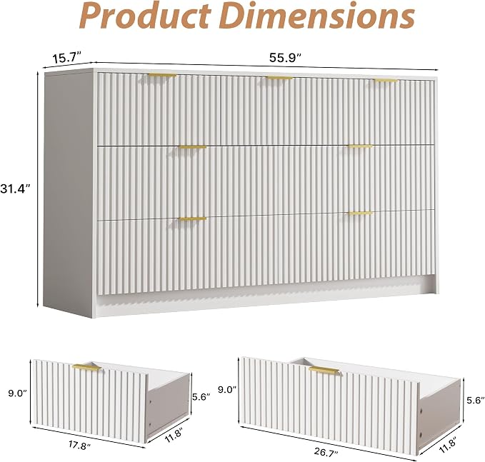 3-Piece Dresser Bedroom Set, 7 Drawer Dresser & 2 Drawer Nightstands - Image 3