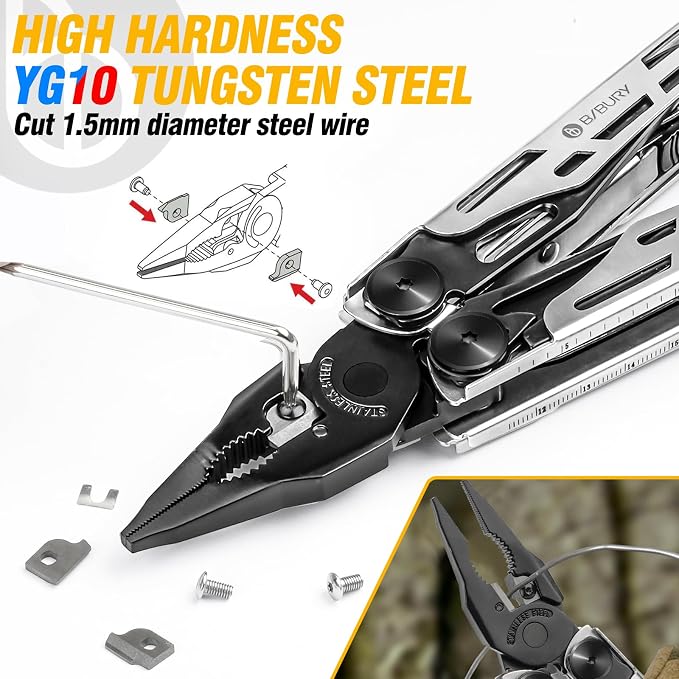 BIBURY Multitool Pliers Pro BI2045, Stainless Steel 31-in-1 Multi Tool Pliers - Image 3