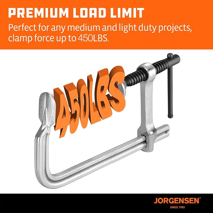 Jorgensen Bar Clamps, 6-Inch Heavy-duty Drop Forged Steel Bar Clamps - Image 4