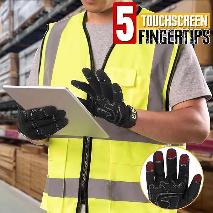 HANDLANDY Work Gloves for Men & Women, Utility Mechanic Working Gloves Touch - Image 4