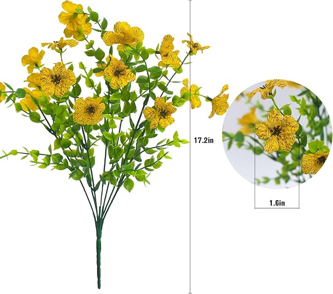 Yellow Artificial Outdoor Flowers 12 Bundles Fake Daisy Faux Mums Fall Plants - Image 2