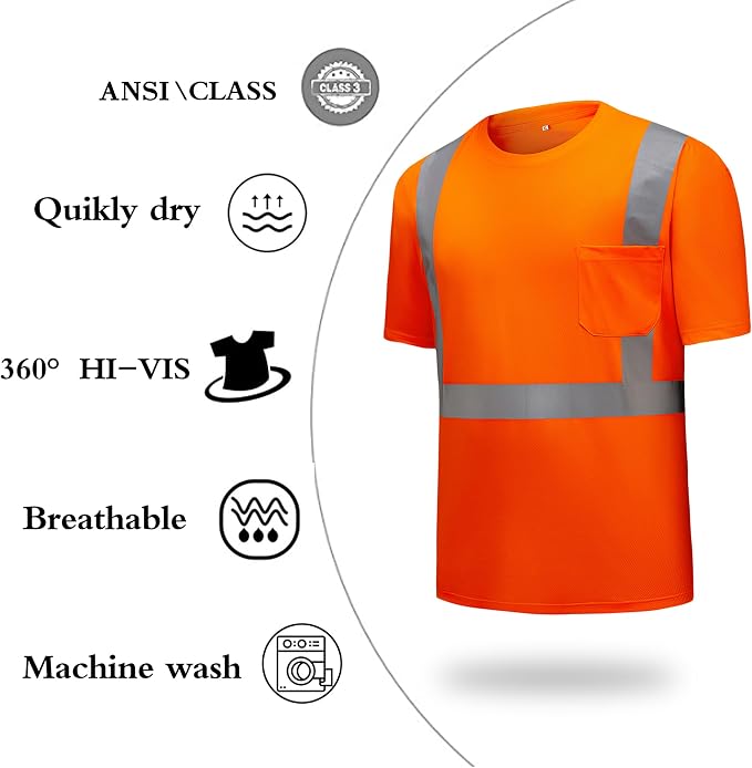 High Visibility Shirts Quick Dry Safety T Shirts - Image 3
