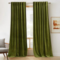 RYB HOME Velvet Curtains 102 inches Long, Back Tab Room Darkening Noise by RYBHOME
