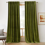 RYB HOME Velvet Curtains 102 inches Long, Back Tab Room Darkening Noise by RYBHOME