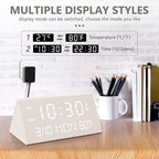 Kogonee Wooden Digital Alarm Clock, 0-100% Dimmer, 2 Alarm Settings, - Image 6