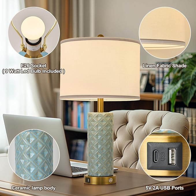 Set of 2 Table Lamp for Living Room Bedroom Farmhouse - Image 5