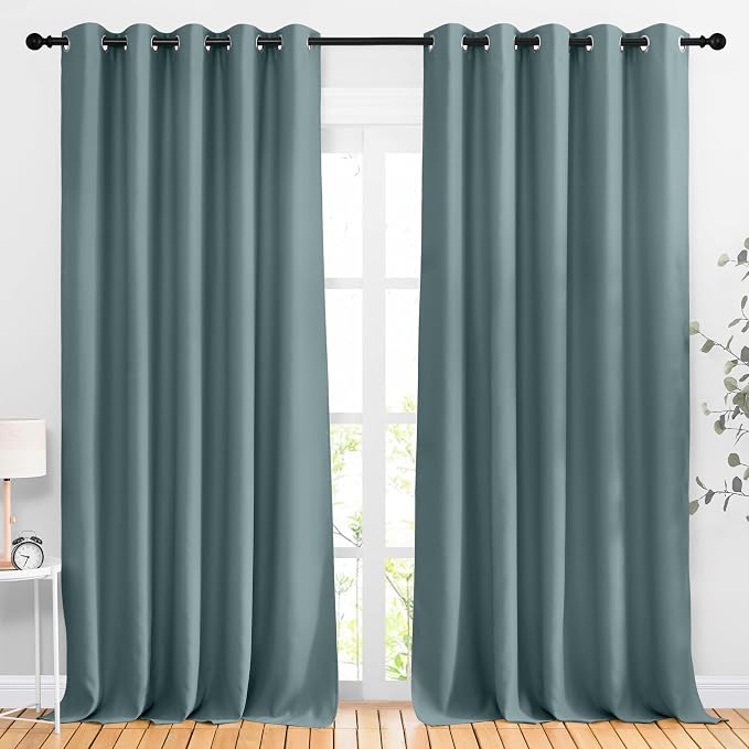 NICETOWN Room Darkening 118 inch Long Curtains, Grommet Thermal Drapes Weighted by NICETOWN