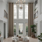 Extra Long Linen Curtains 144 inch Length 2 Panels Thick Faux Linen Blended by JSFLY