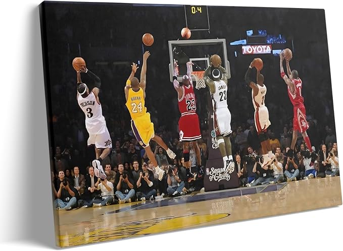 Basketball Legends Canvas Wall Art Print Poster, Iconic Sports Stars Shooting by BBFMAKE
