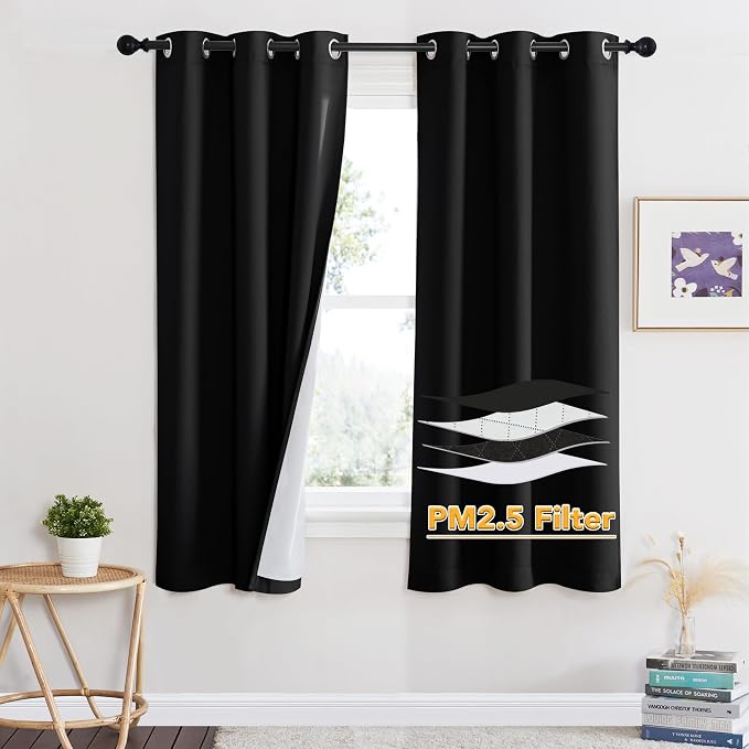 RYB HOME Soundproof Curtains for Bedroom, PM2.5 Particle Filter 100% Blackout by RYBHOME
