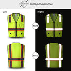SKSAFETY 10 Pockets Professional Safety Vest, Class 2 High Visibility, - Image 2