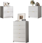 3-Piece Dresser Bedroom Set, 5 Drawer Dresser & 2 Drawer Nightstands by MAISONARIA