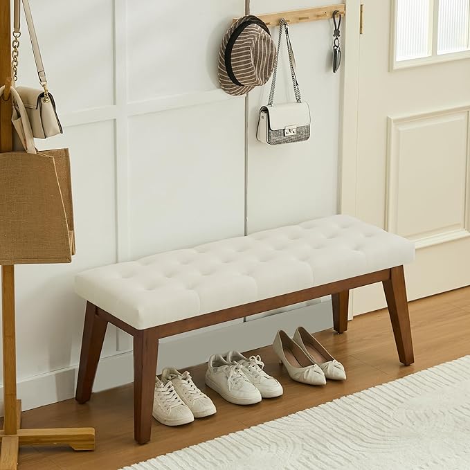 43.5'' Linen Bedroom Bench, Upholstered End of Bed Bench - Image 6