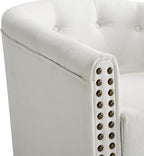 Swivel Barrel Accent Chair, Round Nailhead Chenille Fabric Living Room Arm - Image 9