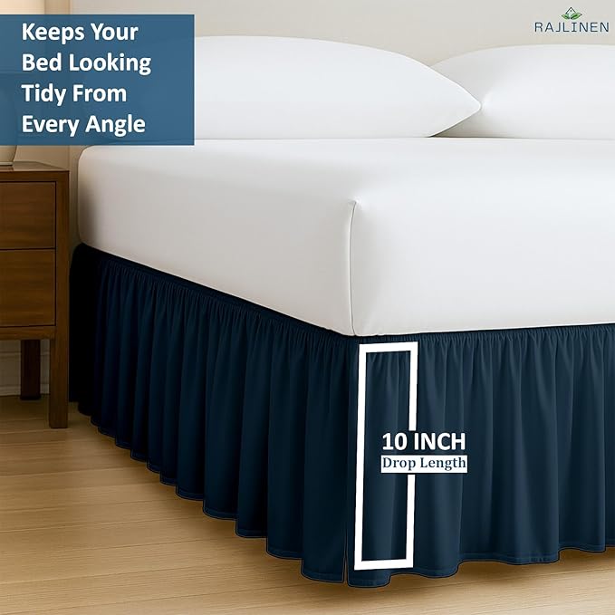 Rajlinen Ruffled Bed Skirt California King, 10 Inch Drop Dust Ruffle - Image 6
