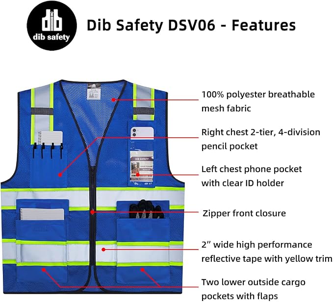 Dib Safety Reflective Mesh Vest High Visibility Two Tone - Image 5