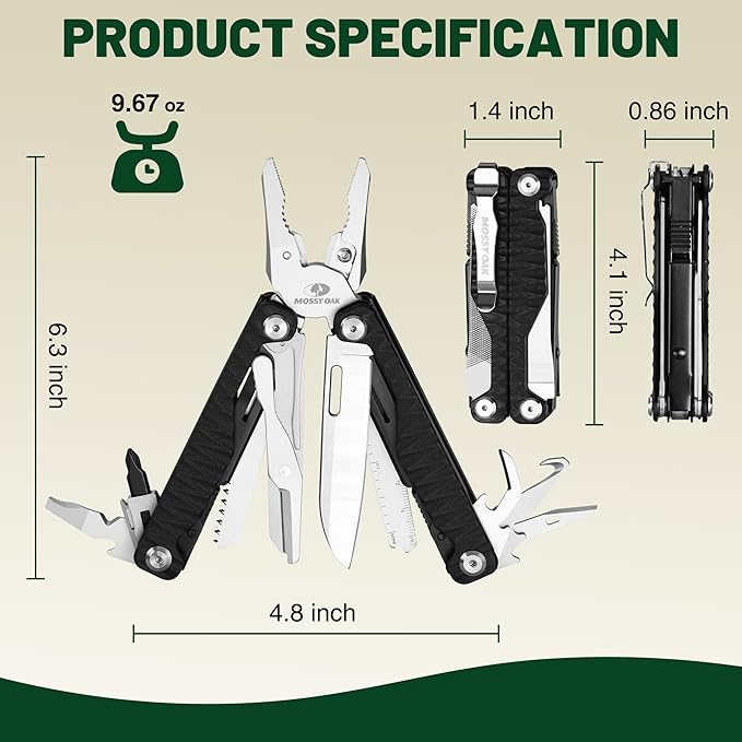 MOSSY OAK Multitool, 17-in-1 MultiTool Pliers - Image 3