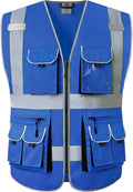 JKSafety 10 Pockets Blue Color Safety Vest Zipper Front by JKSafety