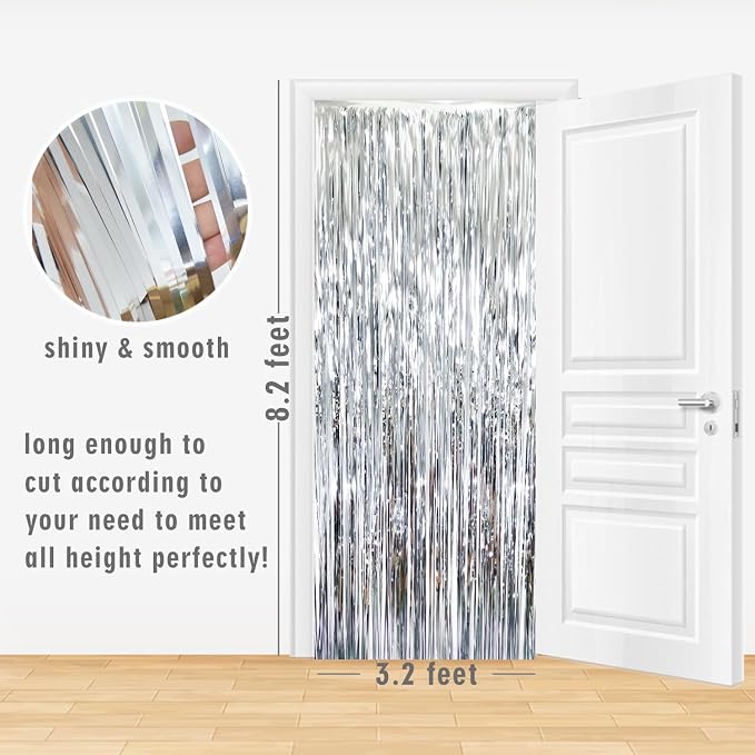 GOER 3.2 ft x 8.2 ft Metallic Tinsel Foil Fringe Curtains Party Photo Backdrop - Image 6