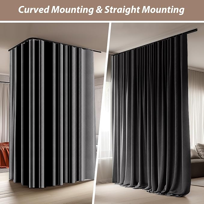 Room Divider Curtains with Ceiling Curtain Track Set Window Curtain - Image 6