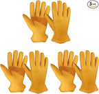 OZERO Leather Work Gloves: 3 Pairs Heavy Duty Work Glove Tough Cowhide Driver by OZERO%C2%AE