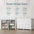 Dresser for Bedroom with 7 Drawers, Farmhouse Wood Chest of Drawers, Wide TV - Image 4