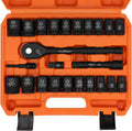 HORUSDY 1/2" Drive Shallow Impact Socket Set, 24-Piece SAE and Metric, 6 Point by HORUSDY