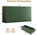 Green 6 Drawer Dresser for Bedroom, Fluted Wood TV Stand for Living Room - Image 2