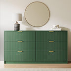 Green 6 Drawer Dresser for Bedroom, Fluted Wood TV Stand for Living Room - Image 5