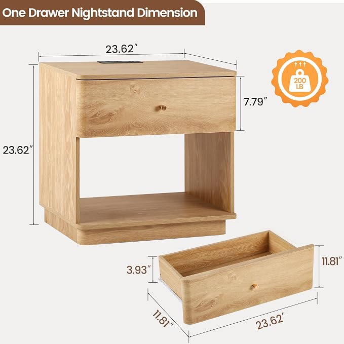 Narrow Nightstand Set of 2, Wooden Small 2 Drawer Nightstand, Slim Side End - Image 2