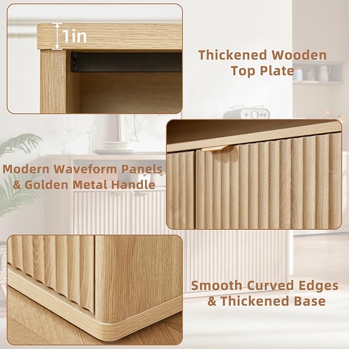 LEYAOYAO Fluted Buffet Cabinet - Image 4