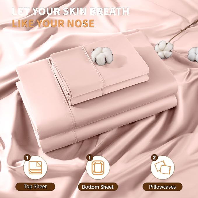 LBRO2M 100% Cotton Sheets Set Deep Pocket 19", 1000 Thread Count King Size 4 - Image 4